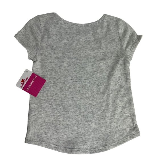 Way To Celebrate Valentine's Day T Shirt Sz 12M Conversation Hearts Grey Pink - Picture 2 of 12